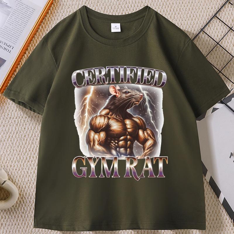 Certified Gym Rat Graphic Tee Funny Vintage 90s Style TShirt Unisex Casual High Quality Cotton Printed T Shirt Ropa Gym Hombre