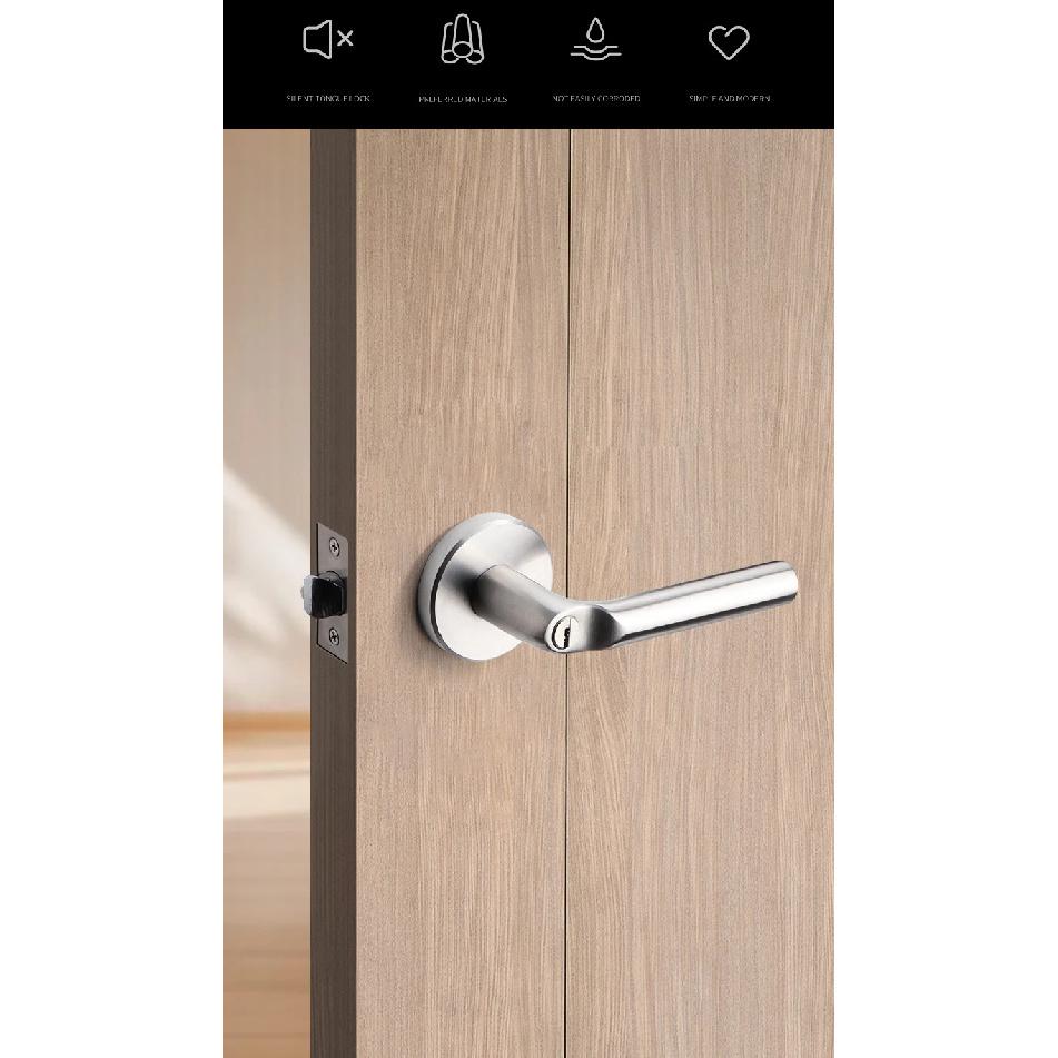 304 Stainless Steel Fire Door Fire Door Lock With Key Three-lever Handle Lock Replacement Ball Lock Bathroom Keyless Door Lock