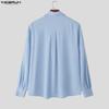 INCERUN Elegant Men Shirts Long Sleeve Button Up Casual Oversized Tops
