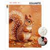 Cute Squirrel Autumn Leaf 5D Pearl Painting Kit with Frame DIY Sparkling Bead Canvas Art Relaxing Craft for Home Wall Room Decor