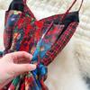 Light luxury retro court style floral suspender dress women's summer thin waist design big pendulum super fairy dress