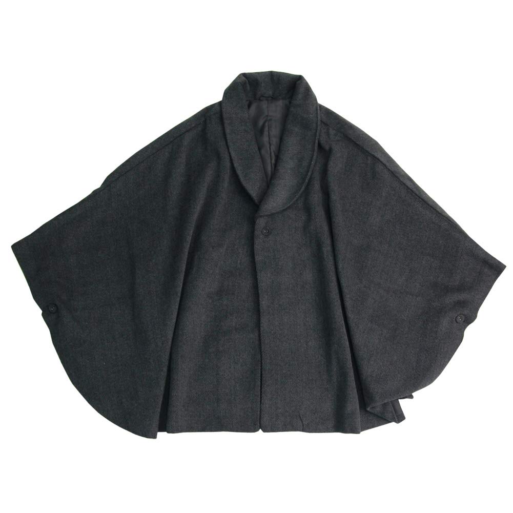 Brilliant Piece Shawl Collar Kimono Herringbone Kimono Cold Loofah Charcoal Gray Coat, Poncho, Cape, Winter, Pattern, Cape, Protection, Haori, Collar,