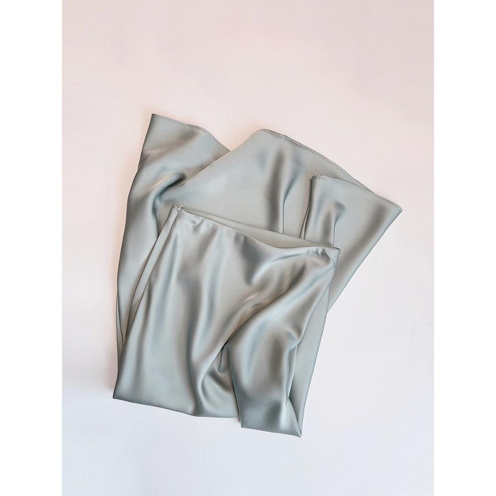 Women s High Waist Solid Satin Glossy Flared Midi A Line Elegant Casual Long Skirt M