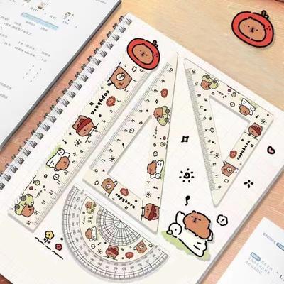 4pcs/set Acrylic Capybara Set of Rulers Drawing Tools Straight Ruler New Soft Ruler Set