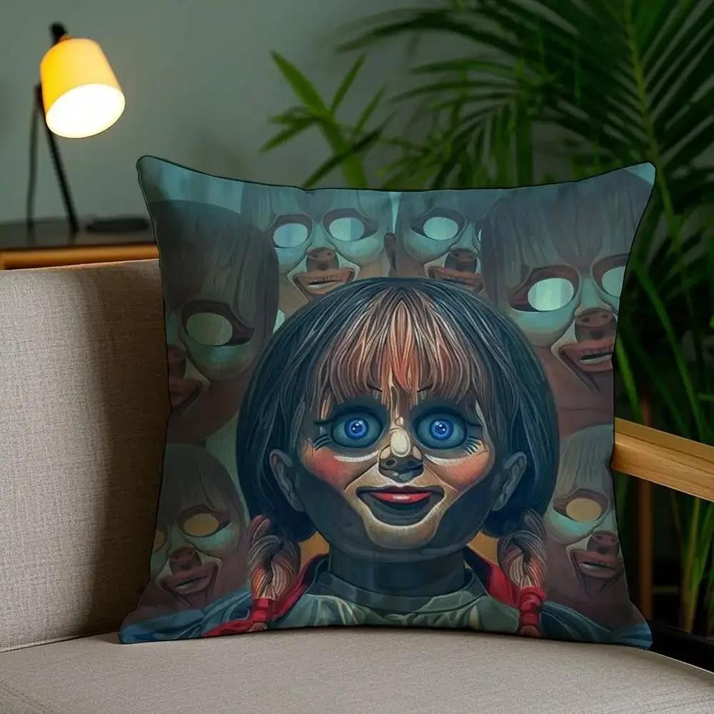 Film Horror A-Annabelle Kissenbezug Plüschstoff Weicher Kissenbezug Doppelseitiger Druck Sofakissenbezug Überwurf