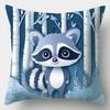 4-piece printed pillowcase set. Cartoon forest animal pattern, suitable for room decoration, living room and sofa decoration
