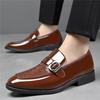 New Black Brown Monk Strap Loafter Men's Glossy Patent Leather Casual Shoes Designer Formal Wedding Dress Homecoming Footwear
