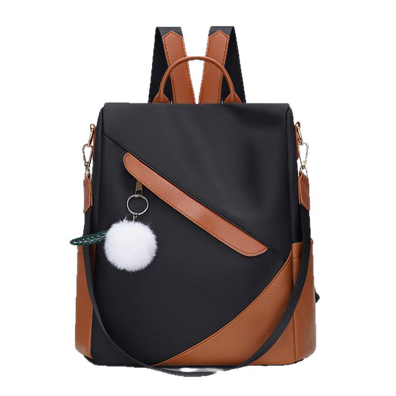 Women's Color Block Anti-Theft Backpack - Large Capacity, Casual & Commuting