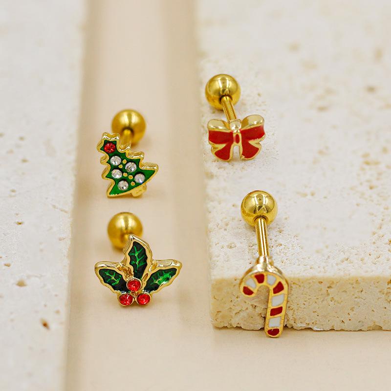 Gaibei Festive Bow Christmas Tree Ear Studs