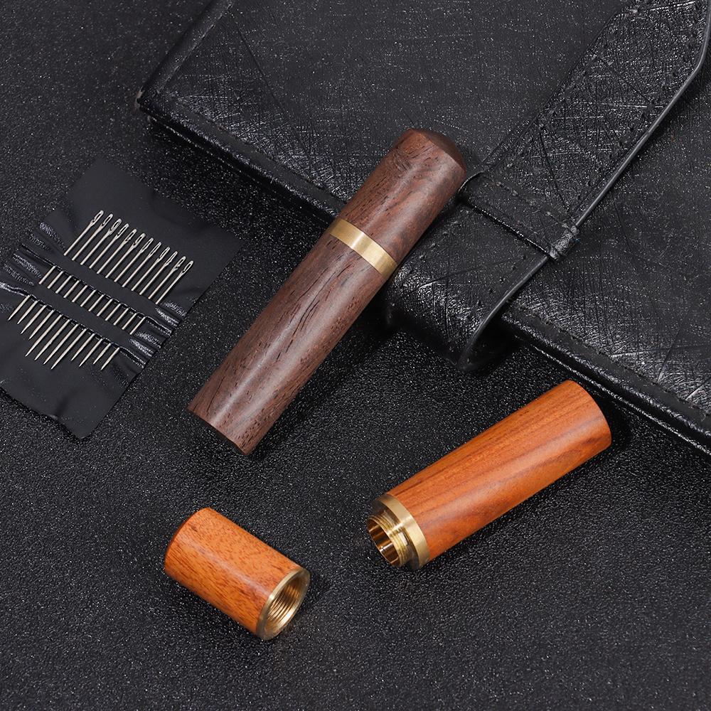 Box Household Self Threading Needles Hand Sewing Needles Wooden Needle Case Embroidery Sewing Tools