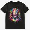 Colorful Paint Splash Jesus Face Art Graphic Unisex T-Shirt