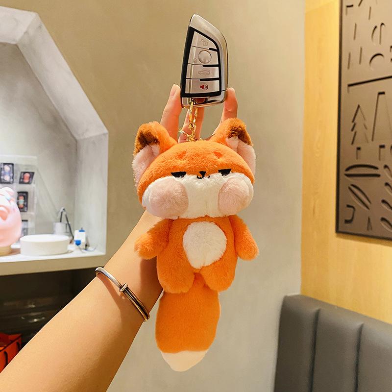 Roztomilé Fox Keychain Car Dekorace Školní taška Přívěsek na panenku Příslušenství k batohu