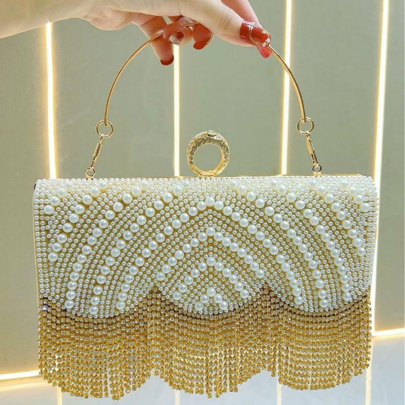 Pearl Water Diamond Dinner Bag Tassel Clutch Crossbody Single-shoulder Handbag