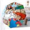 Ombrello da Viaggio a Tema Pippi Calzelunghe - 8 Stecche, Apertura e Chiusura Automatiche, Design Pieghevole Portatile, Ombrello Compatto ed Elegante Adatto
