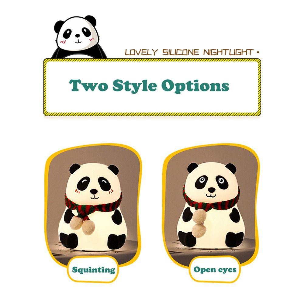 Color Changeable Panda Night Light Percussive Dimmable Table Lamp Panda Desk Lamp Bedroom Decor