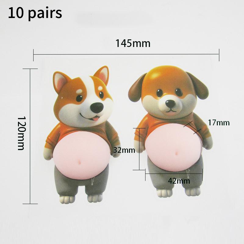 3D Chubby Corgi Silicone Bumper Stickers Ultra-Soft Car Home Anti-collision Pads Cute Puppy Decorative Fun Squishy Stickers