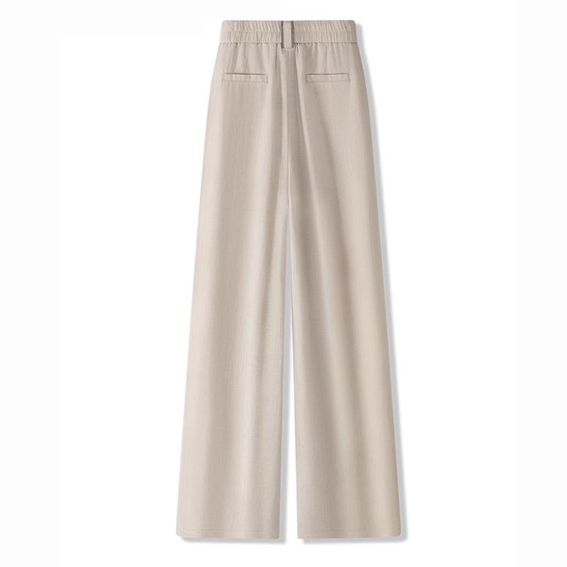 Women's Linen High-Waisted Wide-Leg Pants, Spring/Autumn 2024, Lightweight Straight-Leg for Casual or Formal Wear.