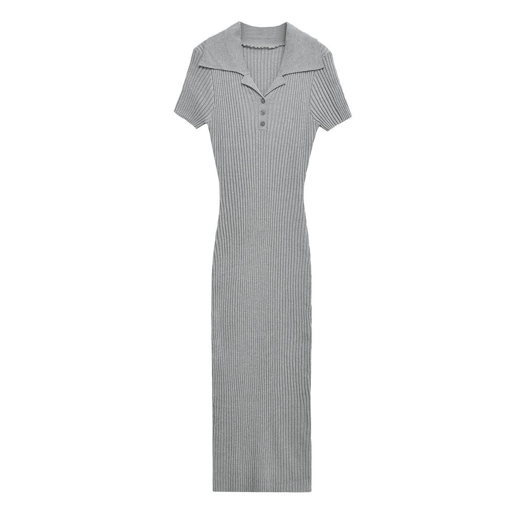 ZARZ Women's Classic Ribbed Knit Long Dress - European & American Style