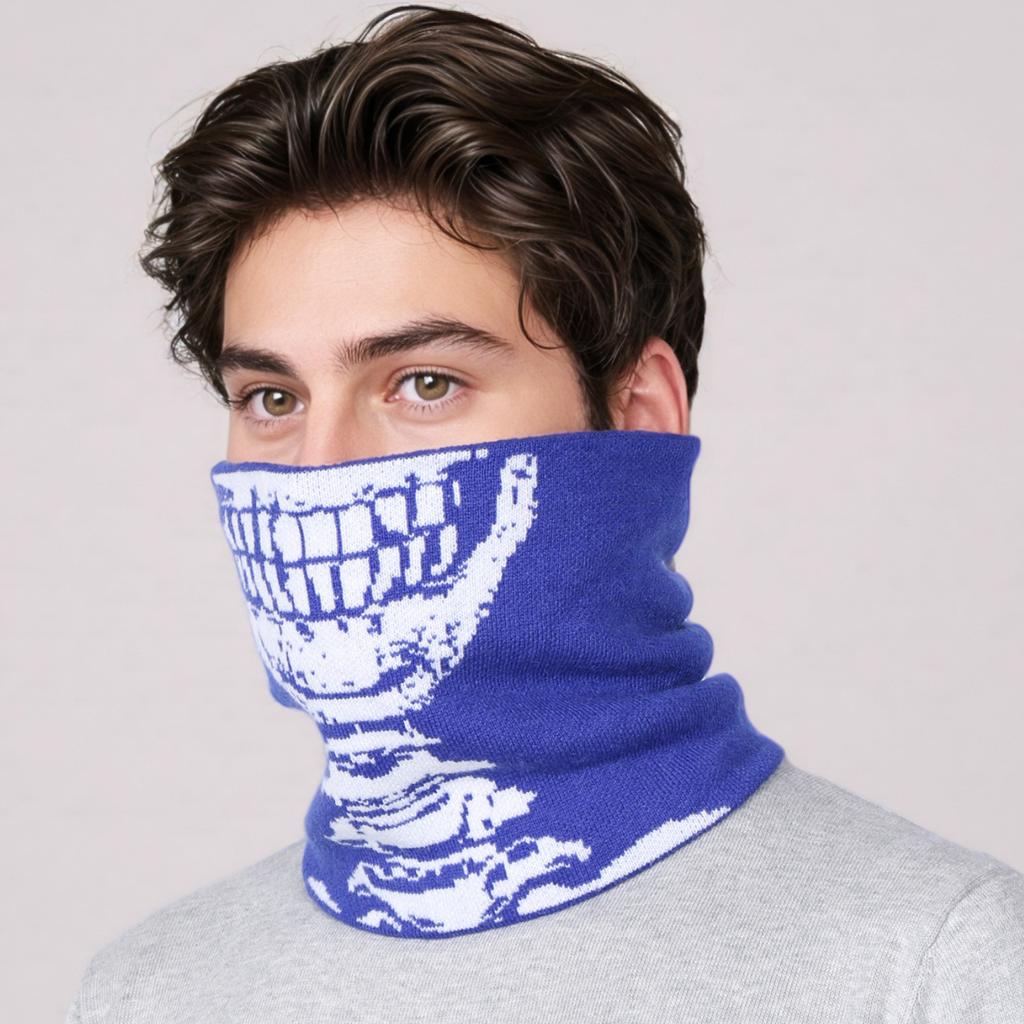 Men Women Cashmere Thickened Winter Neckerchief Halloween Party Skull Face Towel Windproof Neck Gaiter Cover Fashion Warm Scarf