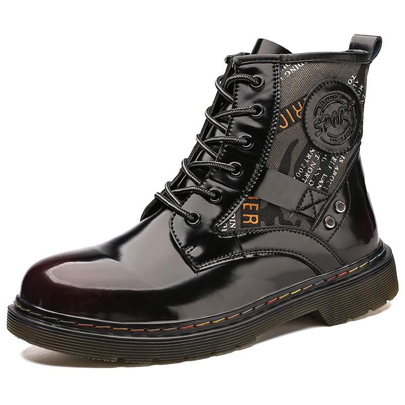 

Martin Boots Men s High-top Leather Boots British Thick-soled Velvet Warm Models 2020 Autumn and Winter New Boots Men s Boots Large Size 46