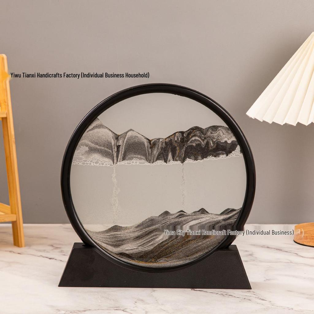 3D Quicksand Hourglass Art: Decompression Landscape Ornament for Home or Office Decor