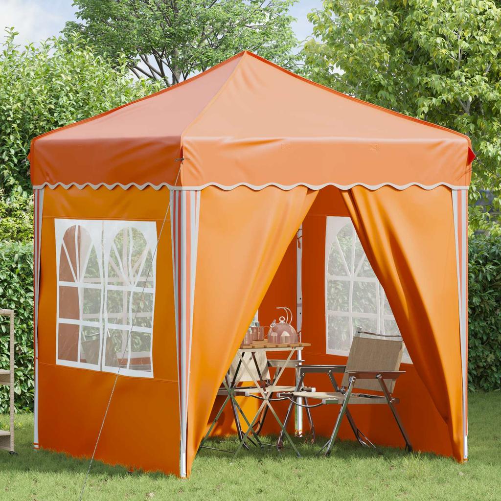 Pop Up Party Tent 195 X 195 X 245 Cm Orange Oxford Fabric