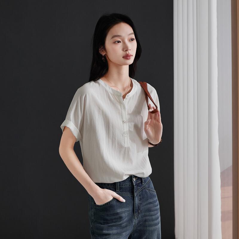 SOFSIL Women s Loose Fit Round Neck Short Sleeve Shirt L