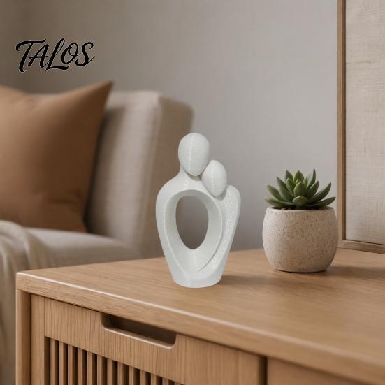 Integrated One-piece Design 3D Printed One Heart Couple Statue, Abstract Hugging Lovers Figurine with Stable Base, Minimalist Ornaments Love Sculpture