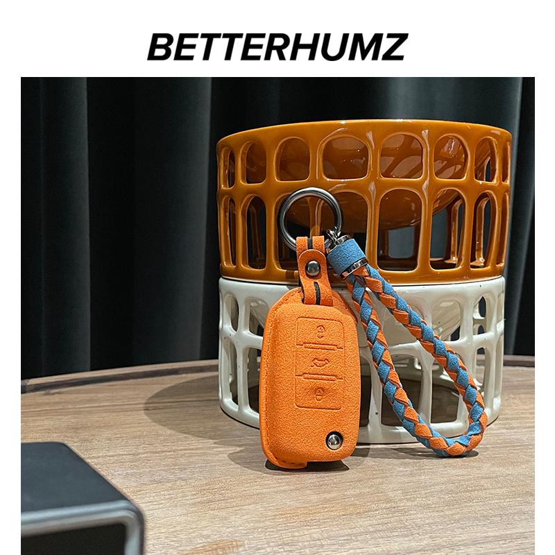 For Volkswagen VW Polo Tiguan Golf Jetta Beetle Eos Scirocco Up Transporter Sharan Made of Alcantara Wrap Car Key Case Cover