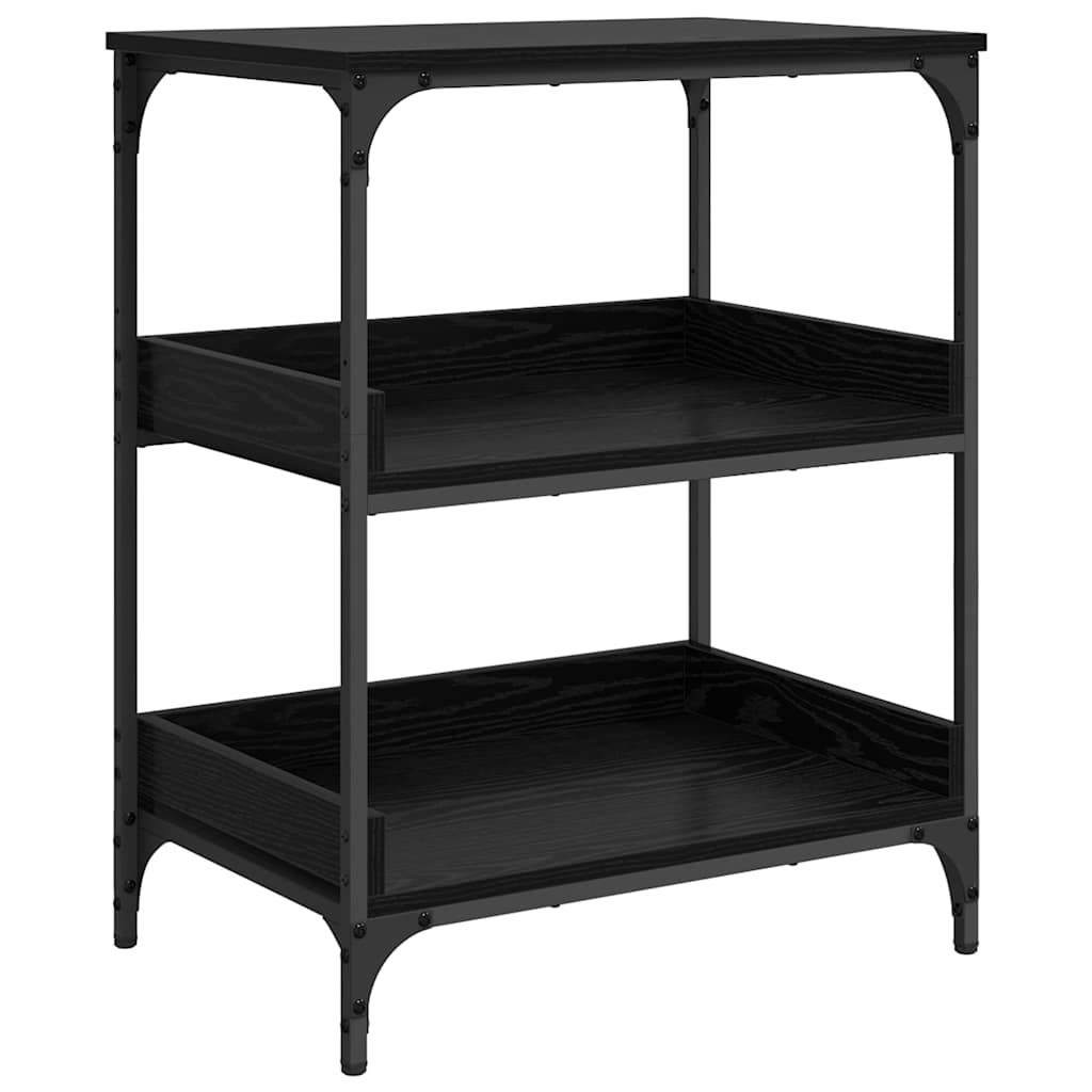 Kitchen Trolley Black Oak Effect 60 X 41 X 80.5 Cm