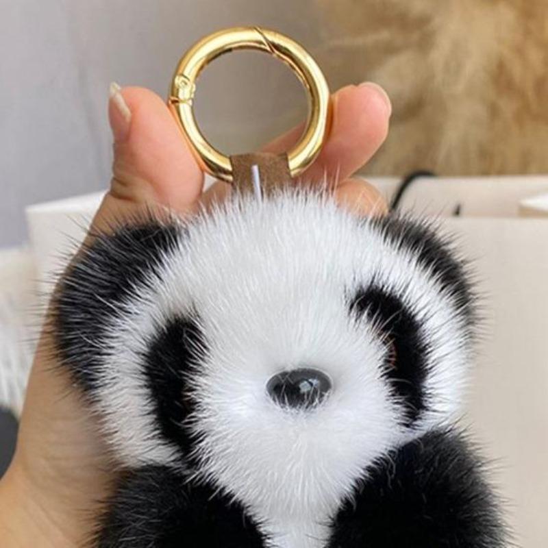 1Pc Small Panda Doll Bag Ornament Keychain Pendant Women Plush Cute