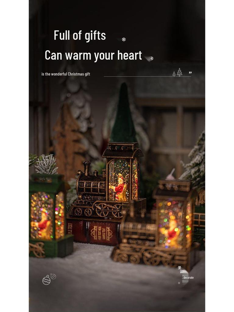 Vintage Light-Up Santa Claus Train Christmas Ornaments for Toddlers