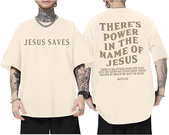 Jesus Saves TShirt Summer Mens Christian Faith Graphic Tee Acts 412 Print Minimalist Streetwear Short Sleeve Casual Top