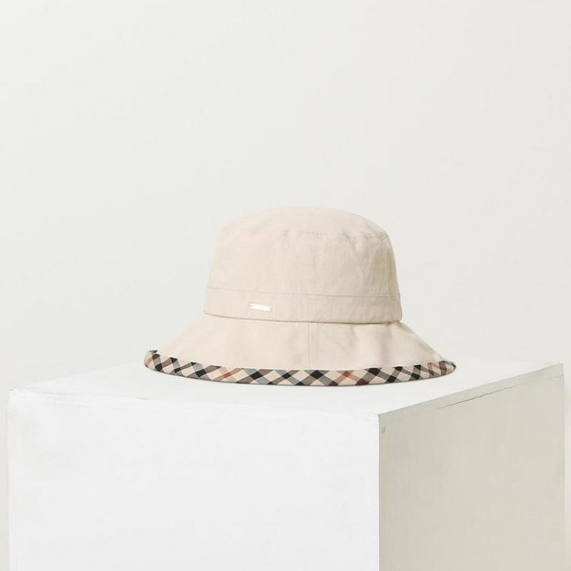 Daks Ivory Check Cotton Linen Blend Bucket Hat Dbhe2e123