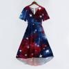 Women’s Casual V Neck Short Sleeve Midi Dress with Abstract Print and Flowy Hem for Everyday Comfort