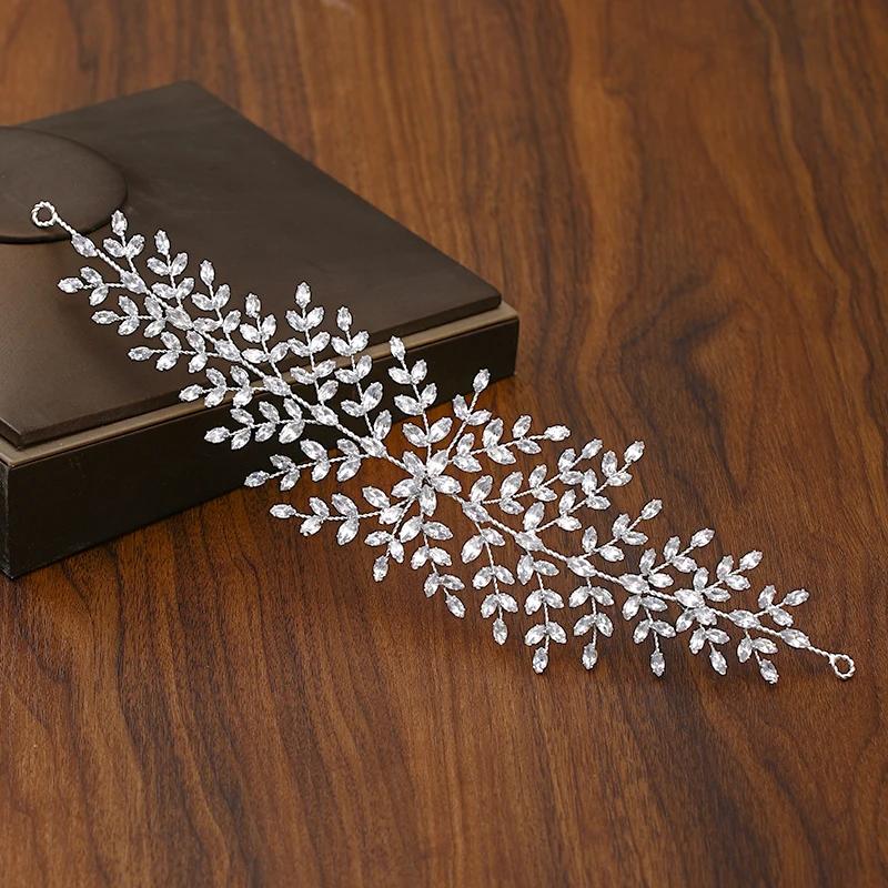 Modna panna młoda ozdoby do włosów kolor srebrny ślub cyrkon tiary kobiety pałąk ślubne akcesoria do włosów biżuteria korony chluba