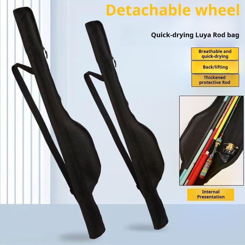 Fishing Poles Gear Tackle Tool Bag Folding Fishing Rod Reel Protective Pouches Breathable Meshes Storage Bag Easy to Use
