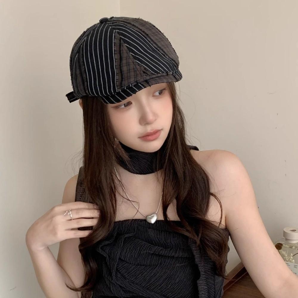 Forward Cap Newsboy Caps Y2k Painter Hat Casual Plaid Berets  Outdoor
