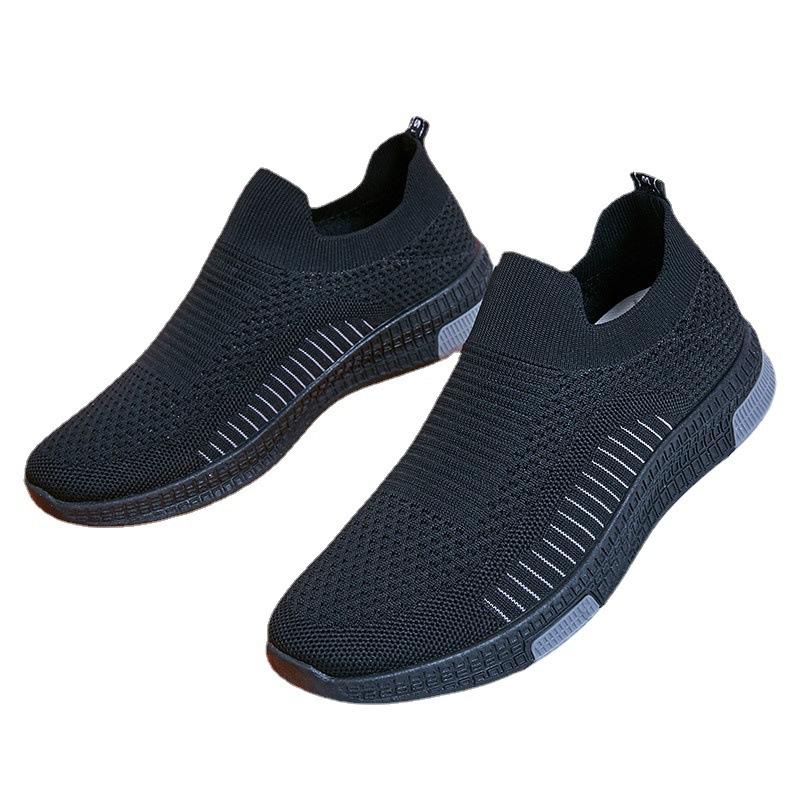 Men's Shoes Spring and Summer New Fashionable Casual Shoes Flying Knitted Breathable Lightweight Comfortable One-foot Sports Shoes for Men