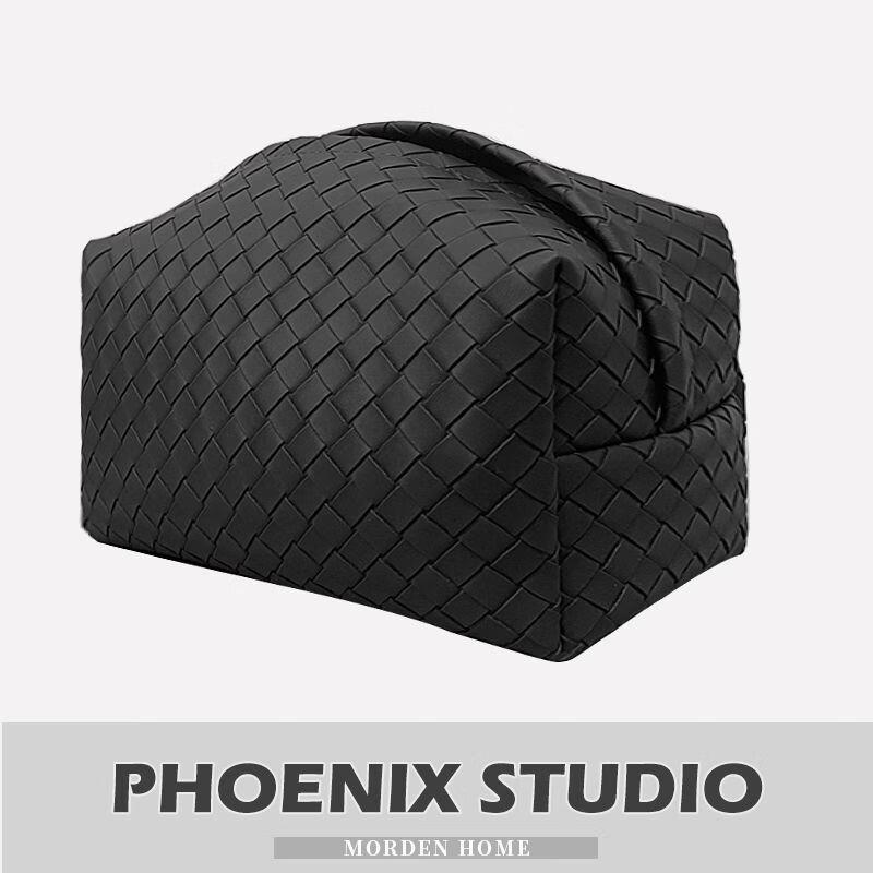 Woven Leather Tissue Box