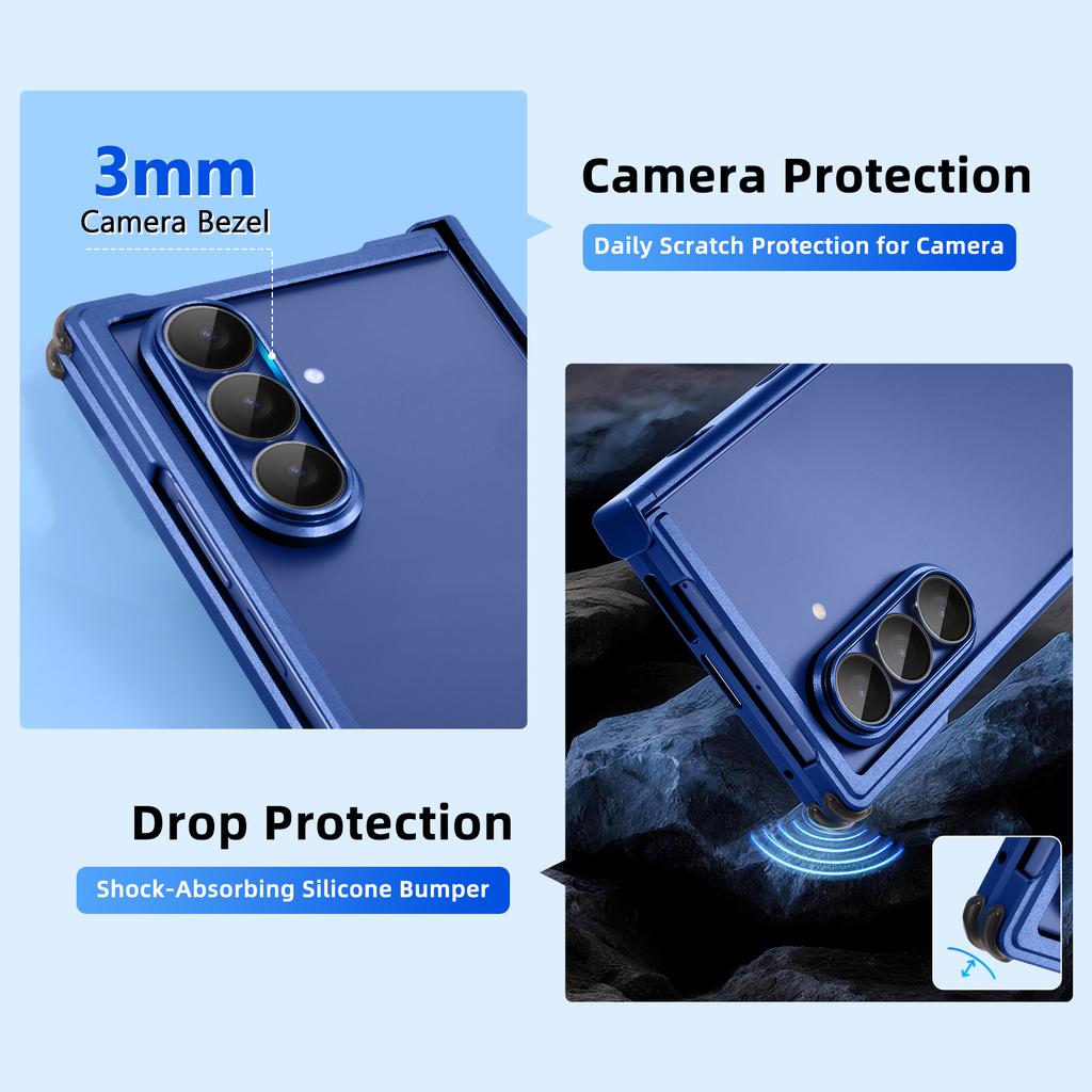 Eary Frameless Metal Case for Samsung Galaxy Z Fold 7 Compatible for Magsafe Minimalist Shells Aluminum Phone Cover for Z Fold 7