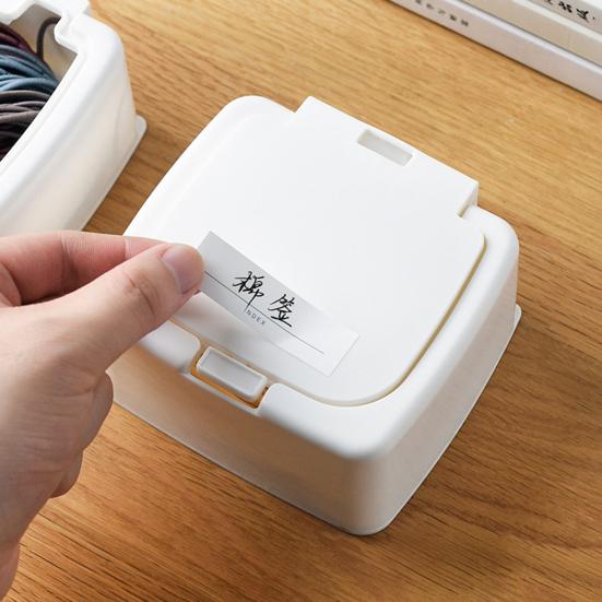 Mini Desktop Dustproof Plastic Cotton Swab Storage Box Bucket Organizer with Lid