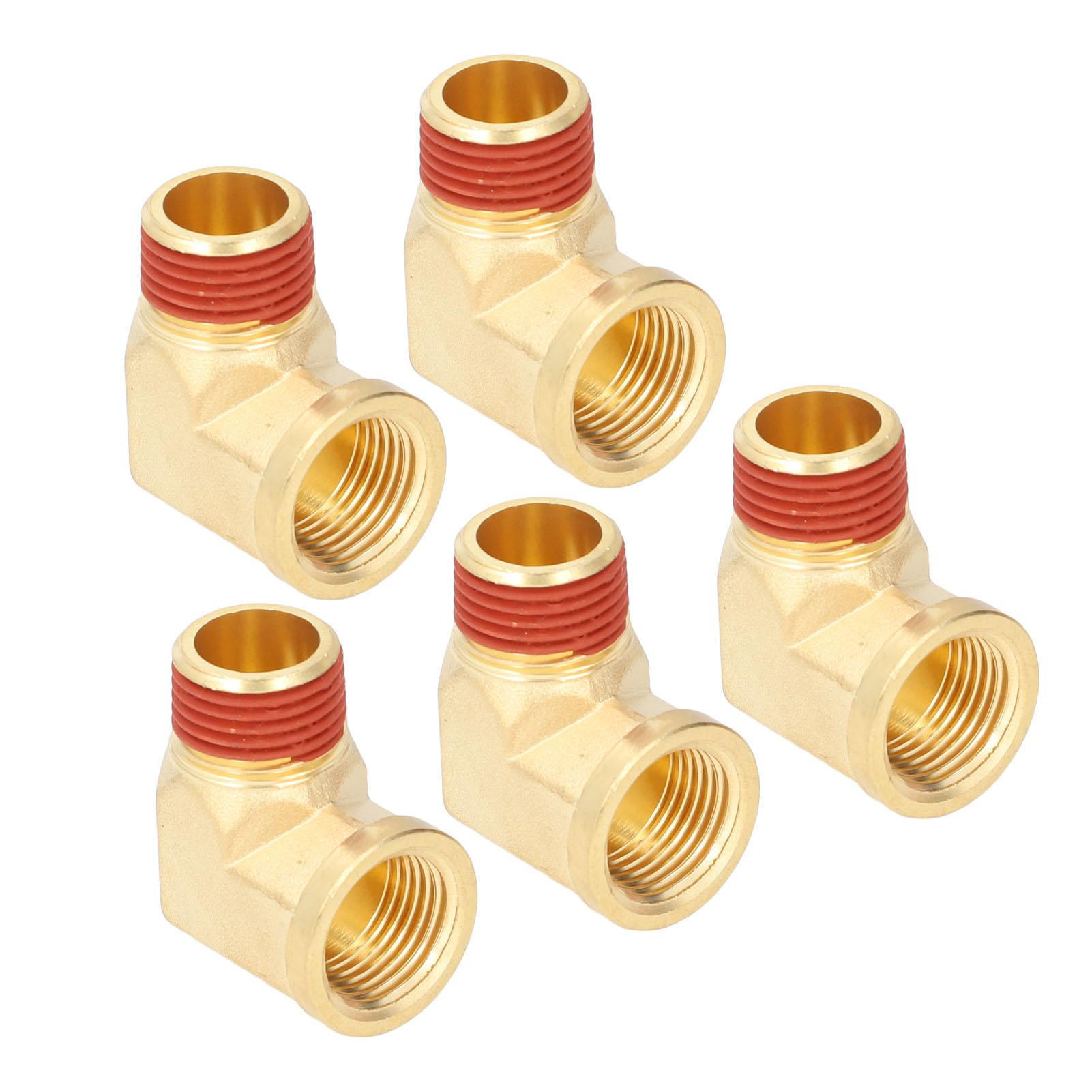 

5PCS Elbow Brass Pipe Fitting Solid Brass 1 2in NPT Male to Female 90 degrees Pipe Elbow Fitting with Leak Proof