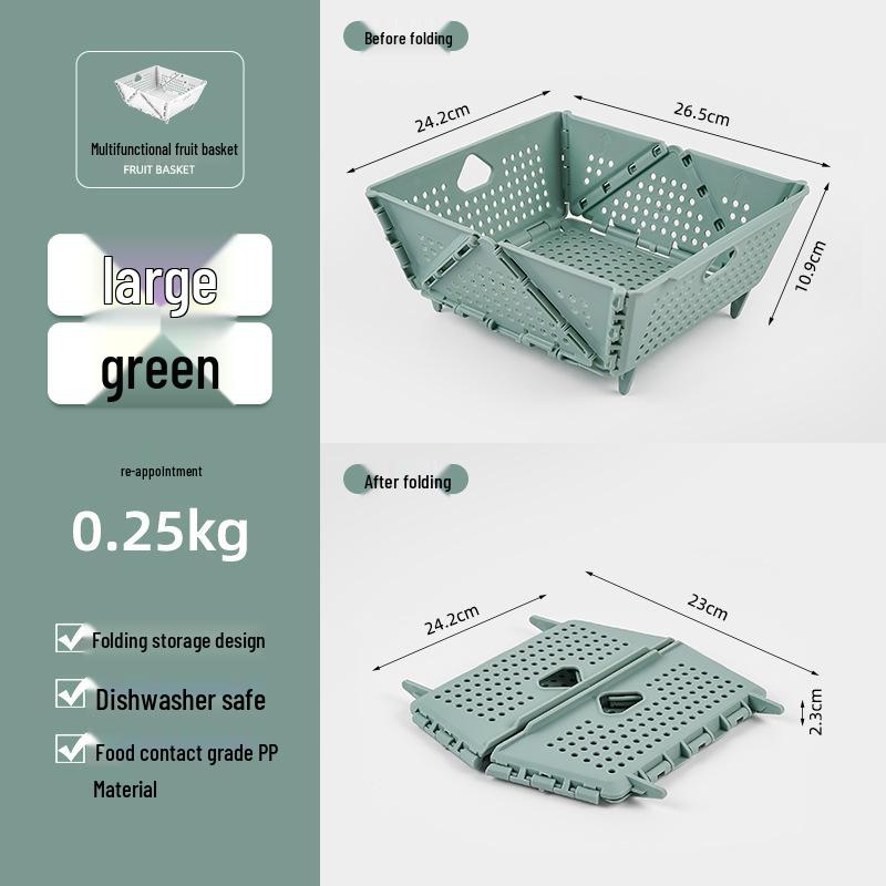 Multifunktionaler faltbarer Abtropfkorb: Großes Fassungsvermögen, Tragbares Design für Obst & Gemüse mit erhöhten Füßen