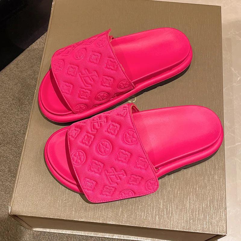 Outer Wear Thick-soled Slippers Women's Velcro Sponge Cake Bottom Beach Sandals Summer Net Red Fashion One-word Drag