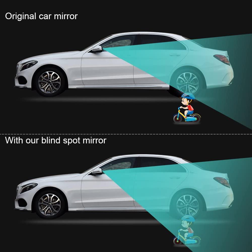 2Pcs Blind Spot Mirror Rearview Convex Adjustable Side Mirrors Fan Shape Frameless Sway Rotate Wide