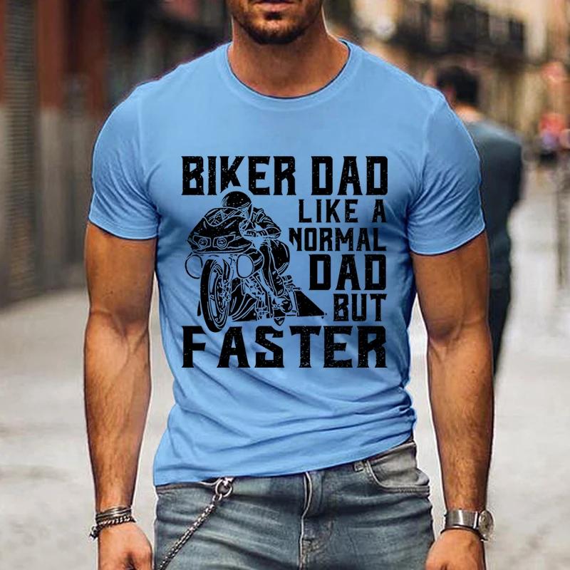 New Biker Dad Print Men's T Shirt Funny Fashion Father Day Gifts Tee Harajuku Letter Graphic T Shirts Men Casual Street T-shirt