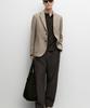 Massimo Dutti Herringbone Stripe Linen Blazer