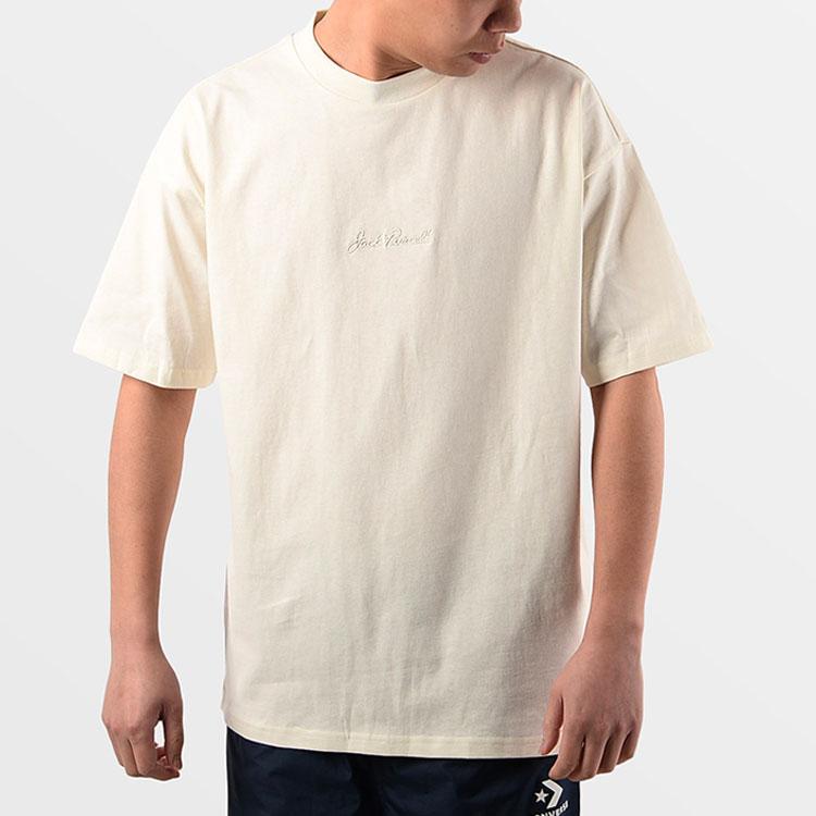 Converse Drop Shoulder Sleeve T Shirt Unisex Ecru 10022515-A01