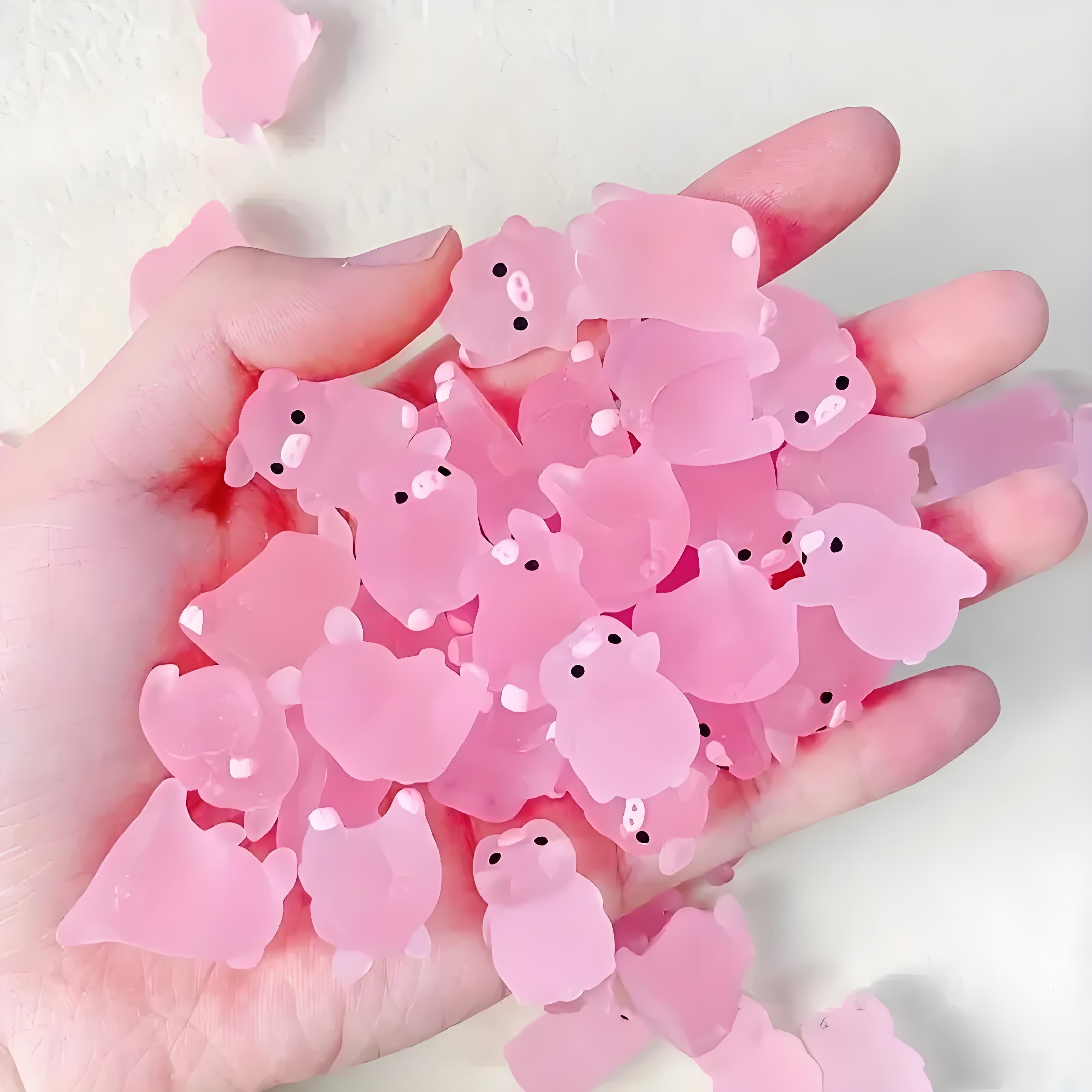 

10/20Pcs Luminous Mini Resin Pig Glow In The Dark Pink Piggy Tiny Animals Figures Ornament For Diy Fairy Garden Glass Containe (As shown-3603)-